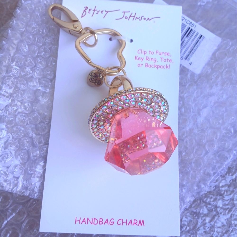 NWT Betsey Johnson Pink Ring Pop Handbag Charm 🎀🧸